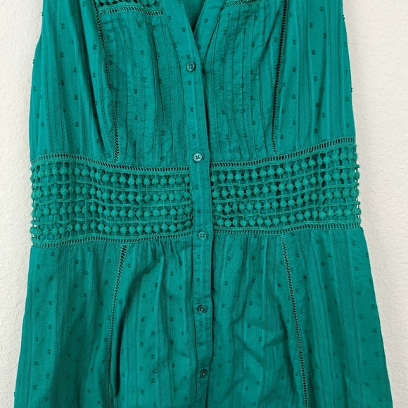 Anthropologie Maeve Swiss Dot Lace Crochet Shirt Dress Sleeveless Button Up Sz 6 - Picture 5 of 12